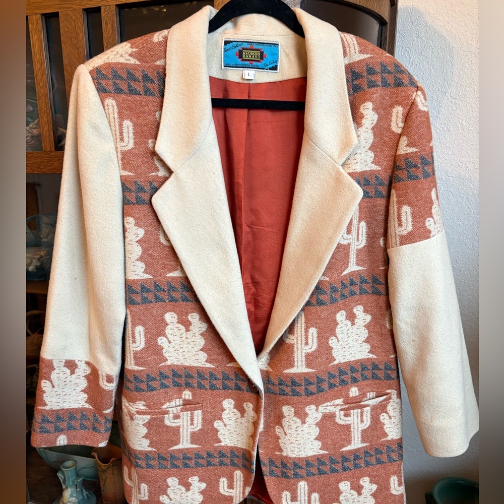 Vintage Maurizio Ramani Wool blend Cowboy Blazer SW Print Size Large